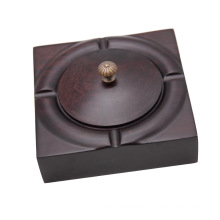 Wooden Round Ashtray With Cigarette Holder Cigarette Tray For Ash With Wooden Lid Cigarette Pipe Accessories